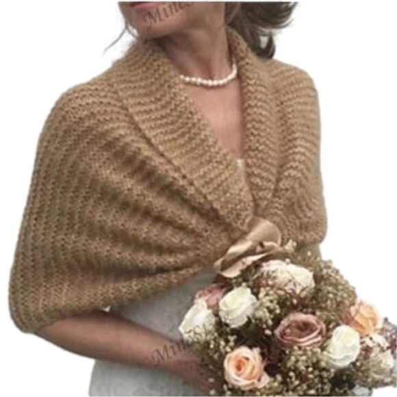 Jackets & Blazers - Shawl Bridal Wrap Evening Cover Up Softest Wool Mohair Handmade